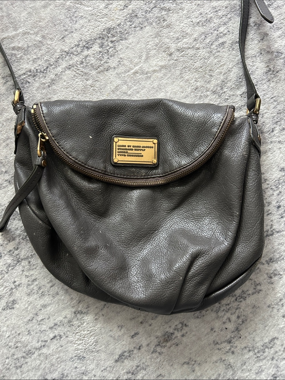Grey pebbled leather Marc by Marc Jacobs Classic Q Natasha crossbody